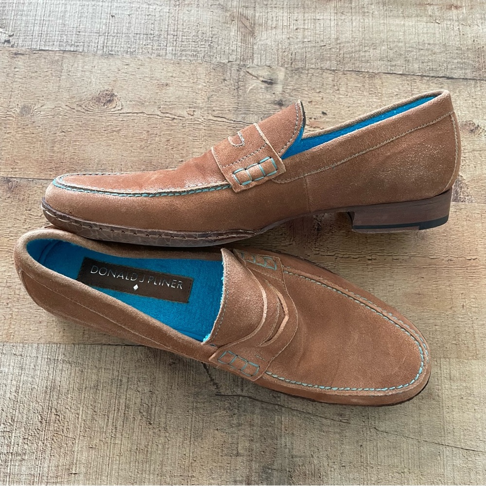 Donald J Pliner NAIM Waxy Suede Shoes with Aqua Terry Lining NEW mens 11 - Picture 2 of 11